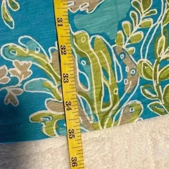 Caribbean Joe Women Turquoise Aquamarine Print Cotton 3/4 Sleeve Mini Dress Sz S - Picture 8 of 11